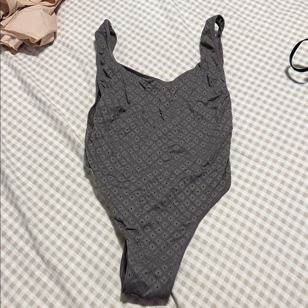 Aerie Charcoal Patterned Shapewear Bodysuit